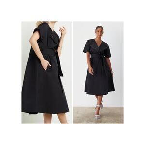 NWT $265 GSTQ Women's M Convertible Trench Black Size Medium